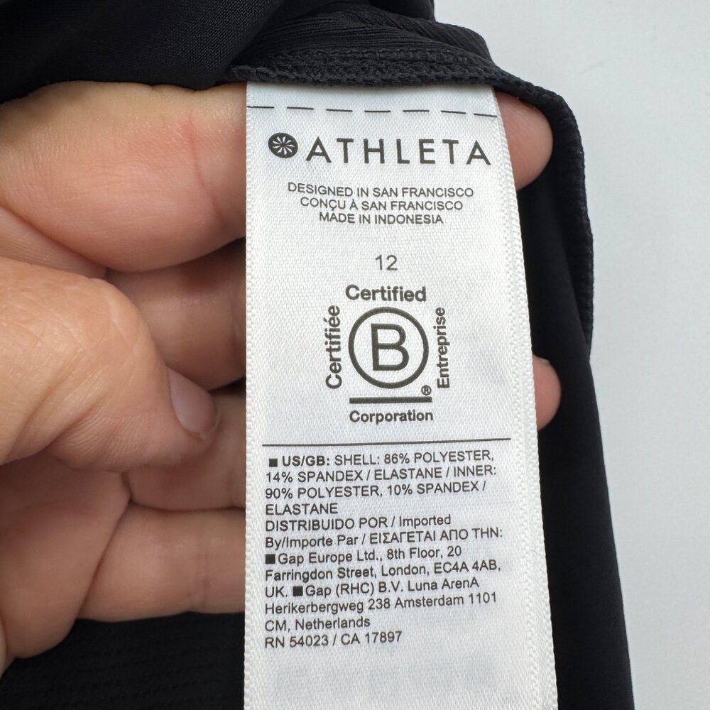 Athleta Skort Women’s size 12 Black Zip Pockets Elastic Waist Shorts Tennis Run - Picture 6 of 9